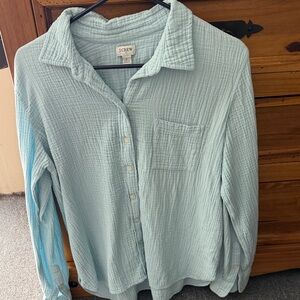 J. Crew Textured Aqua Shirt